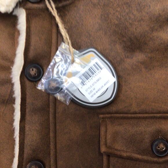 STS Ranchwear Mens Wheeler Faux Fur Rancher Jacket Tan Faux Leather Size Medium - Picture 2 of 4